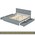 thumbnail image 6 of King Size Wooden Platform Bed with Four Storage Drawers and Support Legs, Gray, 6 of 12