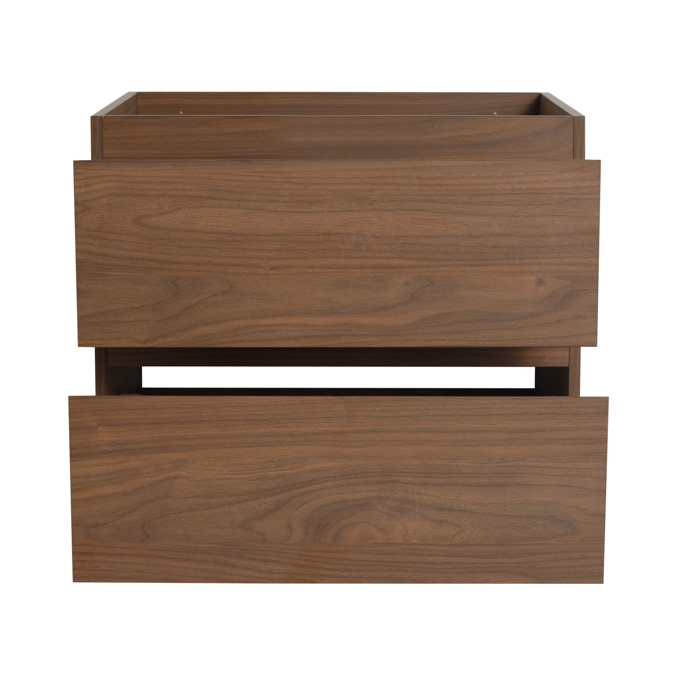 Noble House 24" Wall-Mounted Bathroom Vanity, Resin Sink, 2 Soft-Close Drawers, Wood Grain Finish, Brown Oak