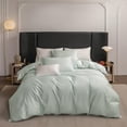 thumbnail image 4 of Duvet Cover Set 100% Extra Long Staple Cotton 600 Thread Count Silky Sateen Smooth Luxury Soft Breathable Durable Hotel Quality Bedding, 3 Pieces (Sage Green, Queen 90"x90"), 4 of 7