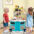 thumbnail image 2 of Costway Kids Kitchen Playset with Sounds Lights Steam Play Sink 113 PCS Accessories Blue, 2 of 10
