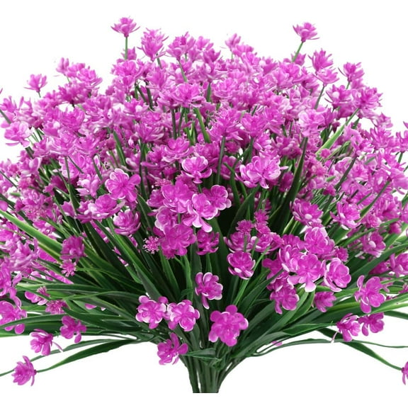 Morttic 6 Bundles Outdoor Artificial Camellia Flowers Fake UV Resistant Shrubs Plants, Faux Plastic Greenery for Indoor Outside Hanging Plants Garden Home Wedding Farmhouse Decor (Fuchsia)