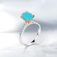 thumbnail image 4 of Gem Stone King 1.70 Ct Green Turquoise E-F Lab Grown Diamond 925 Silver and 10K Rose Gold Ring (Size 7), 4 of 4
