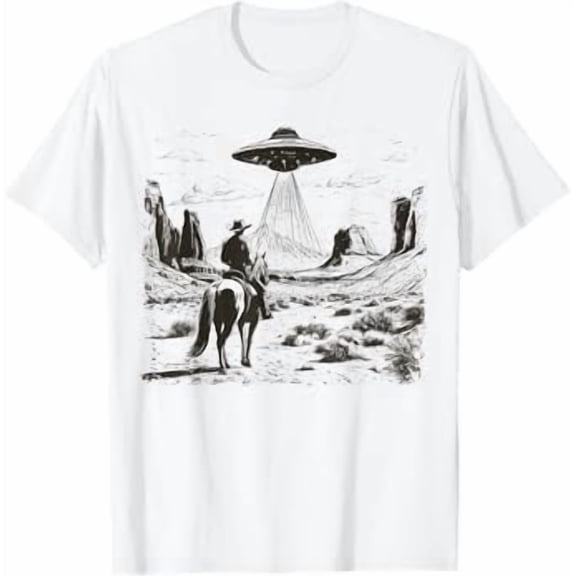 Vintage Rodeo Cowboy UFO Alien T-Shirt