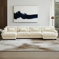 thumbnail image 3 of TUANLUO 166" Modular Sectional Sofa, Oversized U-Shaped Sectional Couch for Living Room, 4-Seater Velvet Sofa Upholstery Tufted Sofa with Reversible Ottoman, Cream, 3 of 9