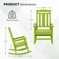 thumbnail image 2 of JUSTLET 2pc Outdoor Chair, HDPE Plastic Patio Rocking Adirondack Chairs,Apple Green, 2 of 8