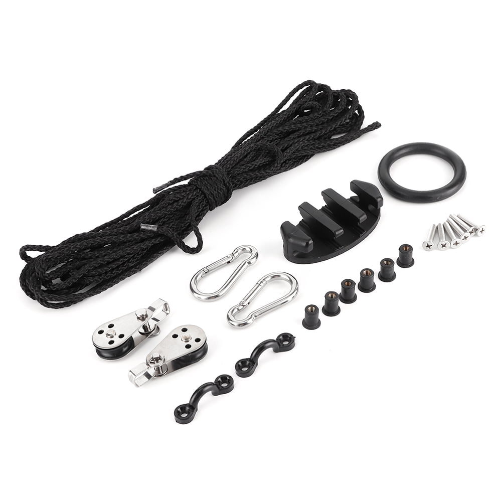 EOTVIA Anchor Trolley Kit With Rope Pulley Pad Eyes For Kayak Canoe