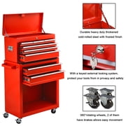 Odaof 8 Drawer Mechanic Tool Chest with Wheels Heavy Duty Rolling Tool Box Cabinet with Riser Sliding Drawers Keyed Locking System Top Detachable Toolbox Organizer for Workshop Red
