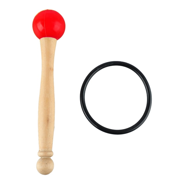 Mazo para cuenco tibetano con mango de madera y cabeza de goma, transparente, hermoso sonido, palo de percusión con anillo de goma rojo