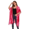 thumbnail image 3 of Beautybatik Fuchsia Women HIPPIE Gypsy Tie Dye Kimono Cardigan Shawl Wrap Swimsuit Cover Up Jacket One Size, 3 of 5