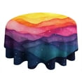 thumbnail image 4 of Colorful Tie Dye Mountain Pattern Round Tablecloth 60"x60",Wrinkle Wipeable Table Cloth for Kitchen Dining Room Picnic Patio Party, 4 of 6