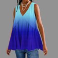 thumbnail image 2 of Plebaso V Neck Tank Tops for Women Gradient Color Ruffle Shirts Flowy Sleeveless Womens Summer Blouses, 2 of 5
