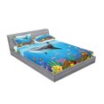 thumbnail image 2 of Ambesonne Animal Fitted Sheet & Pillow Sham Set, Whale in Ocean Planet, Queen, Dark Blue Orange, 2 of 2