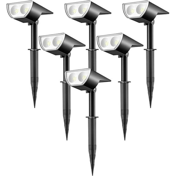 Linkind Solar Lights Outdoor Waterproof, Solar Spot Lights Outdoor 350LM 6500K Daylight White, Solar Lights for Garden Yard Patio Driveway Porch, 6-Pack