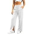 thumbnail image 3 of Ozmmyan 2026 Womens Wide Leg Sweatpants High Elastic Waist Side Split Cuff Casual Loose Fit Lounge Pants with Pockets, 3 of 8