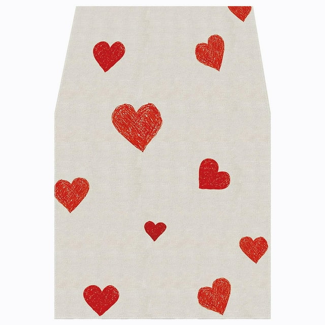 Eky Chemin de Table Cœur de la Saint-Valentin 1371 Pouces Décorations, Motif Cœurs Rouges et Roses, Couverture de Table, Saint-Valentin, Anniversaires, Engagement, Décoration de Cuisine, Cheminée, Manteau, Décoration de Fête à la Maison