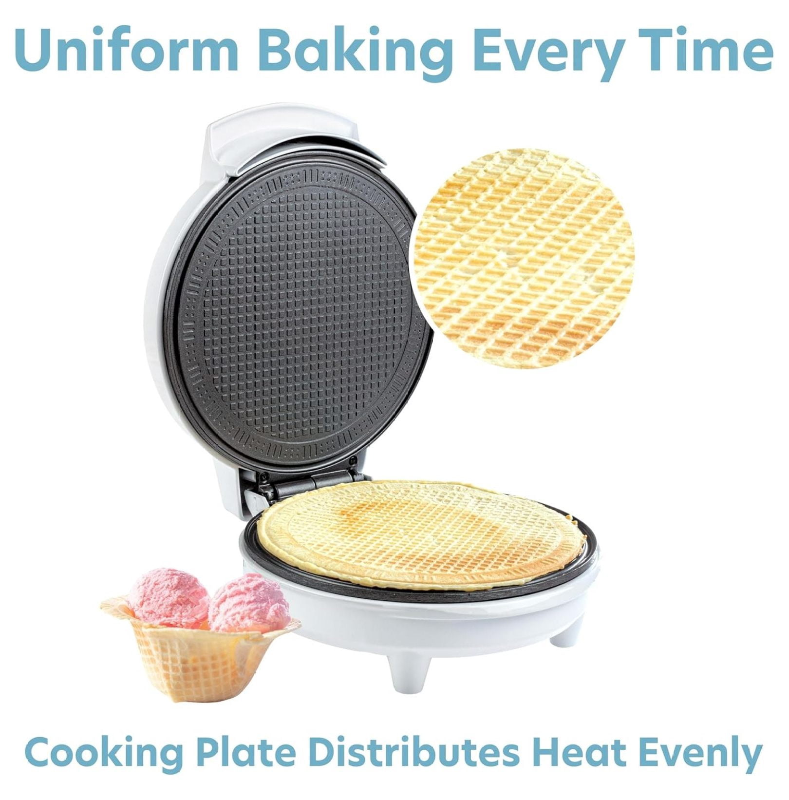 Waffle Cone and Bowl Maker for Homemade Cones- Includes Shaper & Bowl Press- Electric Nonstick Waffler Iron Machine for Sundaes or DIY Dessert, Summer BBQ Gift Treat for Kids Adults