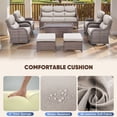 thumbnail image 7 of Jentlehouse Outdoor 3-Seat Patio Sofa Furniture, All-Weather Brown Wicker Couch with Deep Seat Anti-Slip Cushion, Blue, 7 of 7