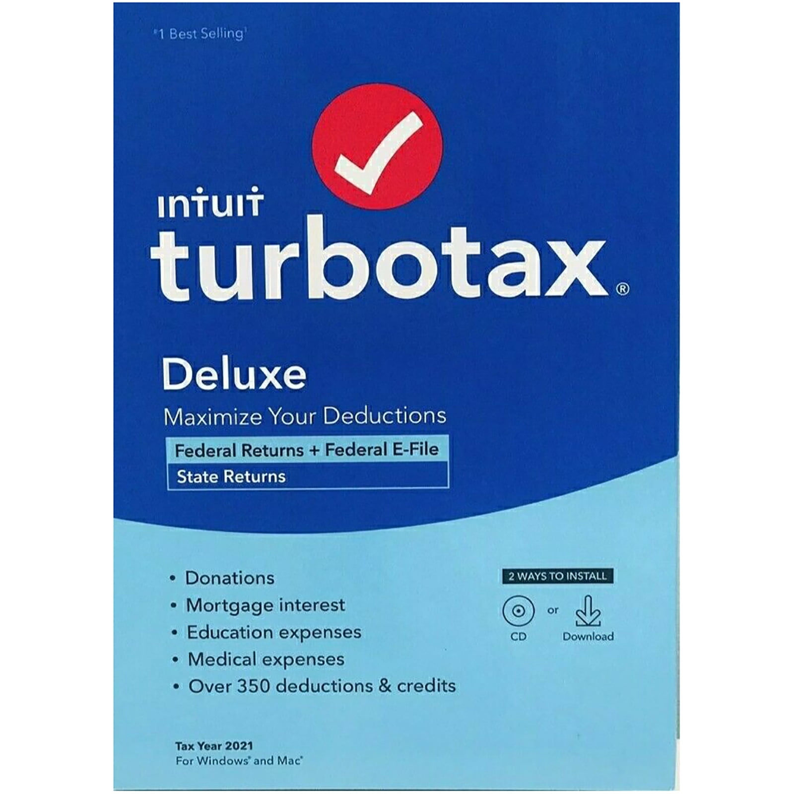 TurboTax Deluxe 2021 Tax Software, Federal and State Tax Return [PC/Mac Disc] - Physical Retail Box