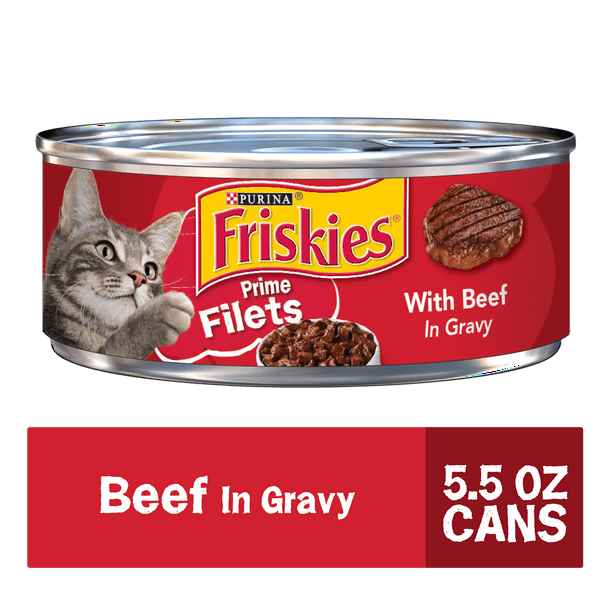 Friskies Gravy Wet Cat Food, Prime Filets With Beef in Gravy, 5.5 oz
