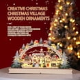 thumbnail image 2 of Wooden Christmas Village Houses with LED Light,Christmas LED Bridge Lights Ornaments, 2 of 10