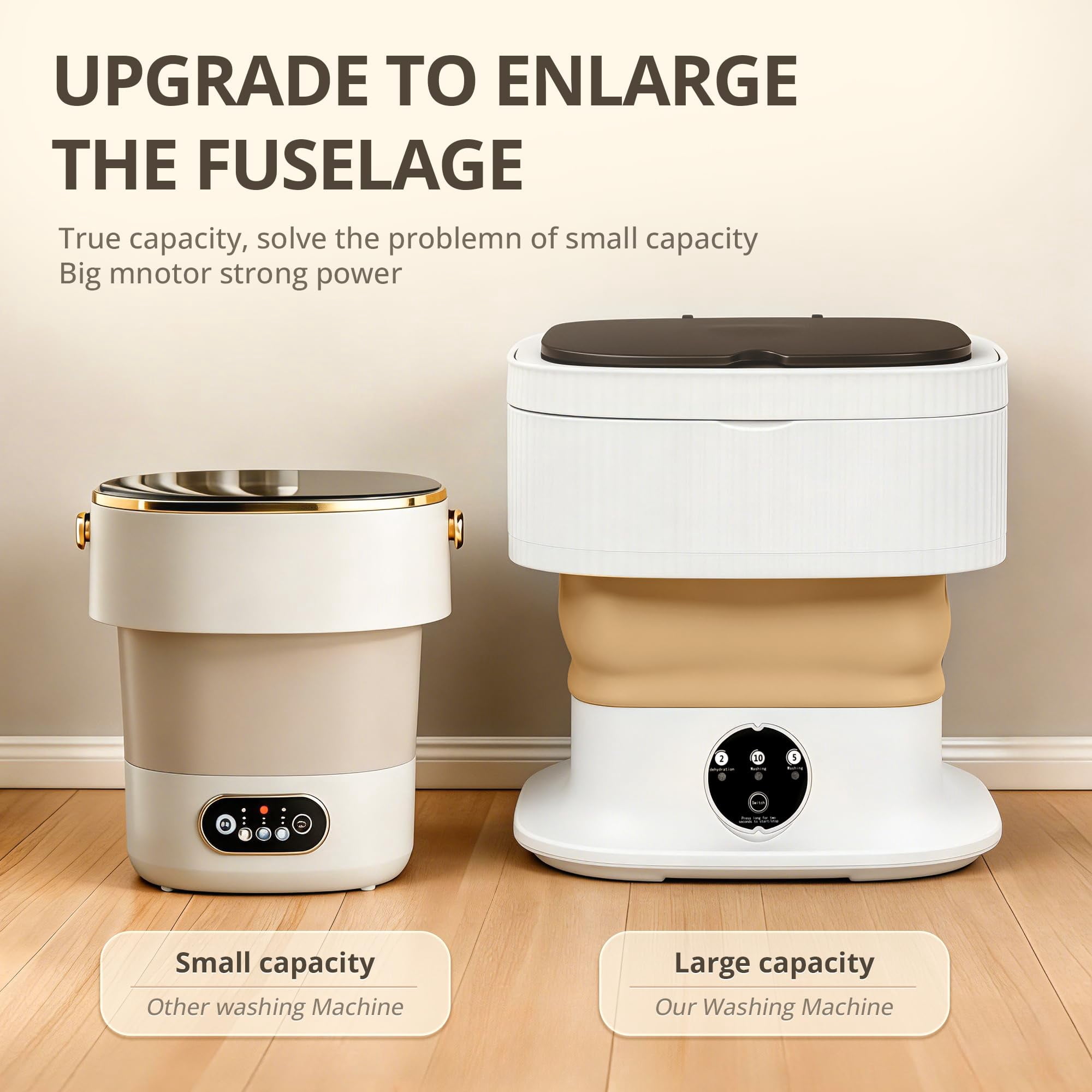 Portable Washing Machine, Mini Washer, 18L Upgraded with Spin Basket, Foldable Design Ideal for Apartment, portable washer 3 Cleaning Modes Suitable for Small Clothes (purple)