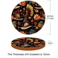 thumbnail image 3 of Thanksgiving 6PCS Round Coasters Set, Microfiber Leather Drink Coasters, 11x11 cm/4.3x4.3 in, 3 of 6