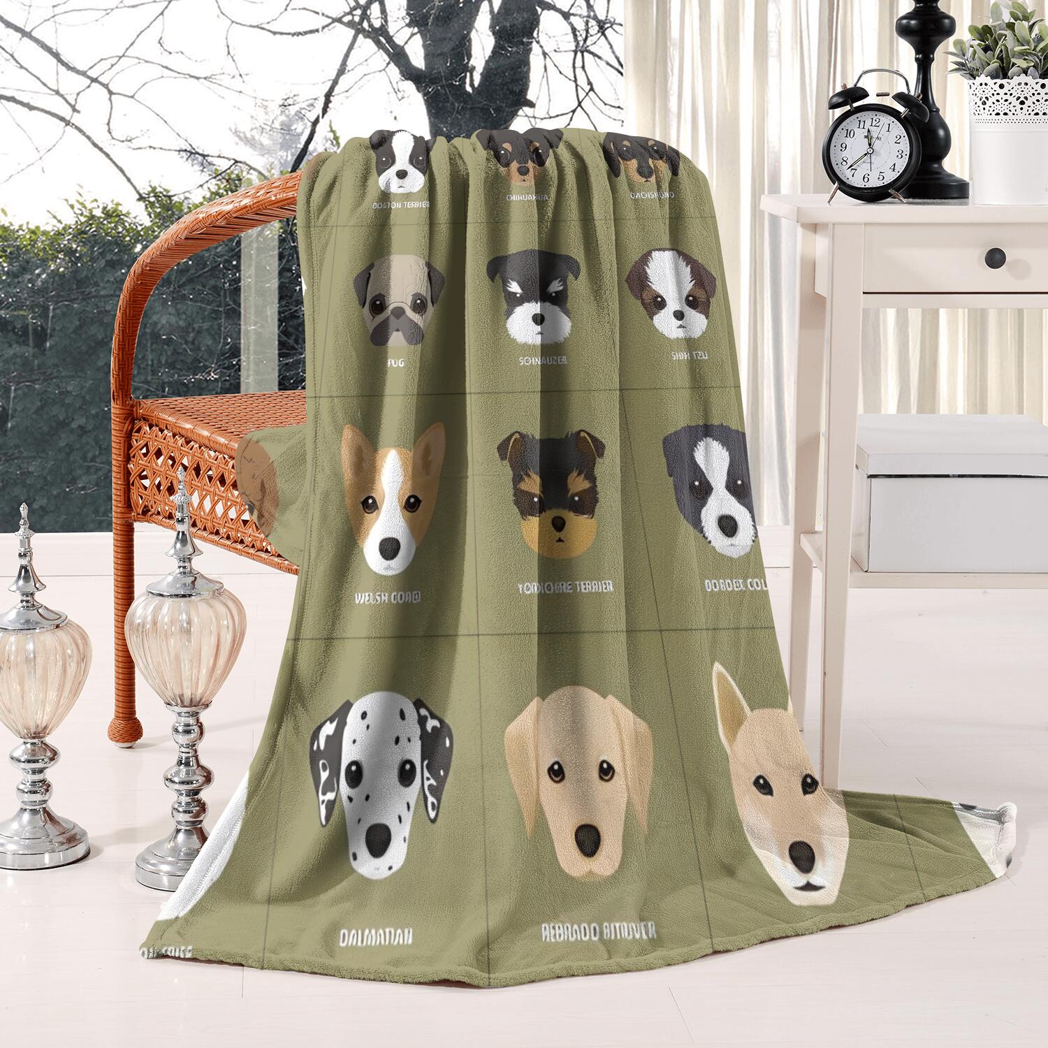Dog Breeds Blanket,Comfortable Soft Flannel Throw Blanket,All Season,Warm Lightweight Blankets for Sofa Bed Couch Living Room Chair,50"x60"(130x150cm)