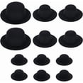 thumbnail image 1 of 12 mini sombreros formales negros de 3 estilos, base para tocado, decoración para el cabello hecha a mano. ID: 3.2/2/1.1 pulgadas., 1 of 7