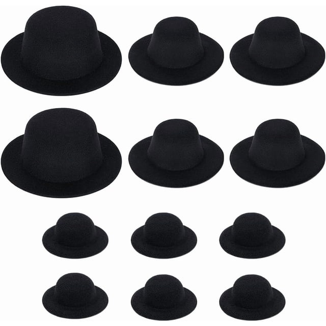 12 mini sombreros formales negros de 3 estilos, base para tocado, decoración para el cabello hecha a mano. ID: 3.2/2/1.1 pulgadas.