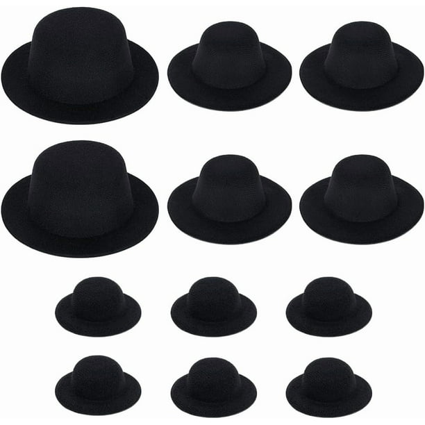 12 mini sombreros formales negros de 3 estilos, base para tocado, decoración para el cabello hecha a mano. ID: 3.2/2/1.1 pulgadas.