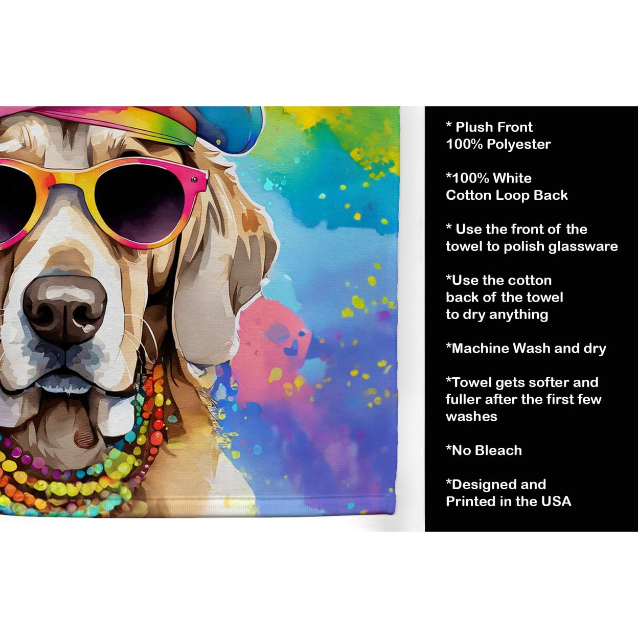 Weimaraner Hippie Dawg Kitchen Towel 15 in x 25 in