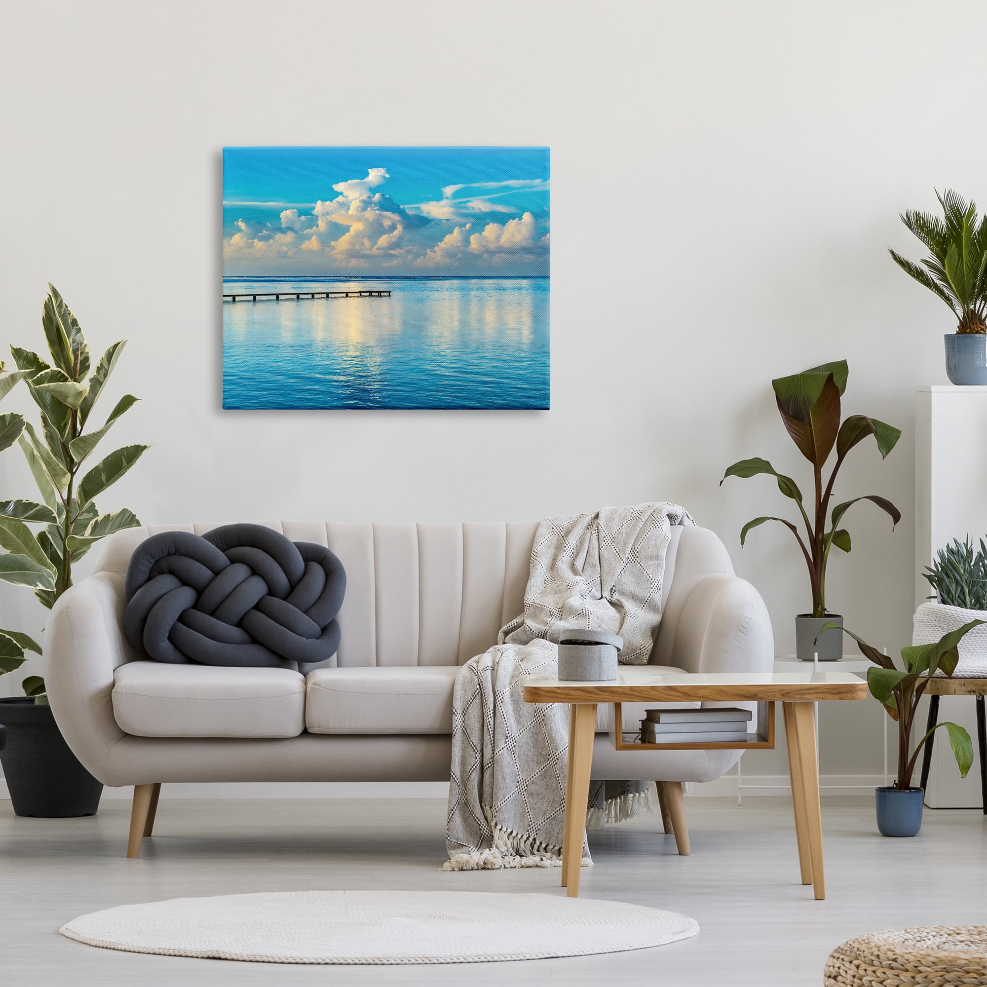 Stupell Industries Waterfront Dock Clouds Landscape Photography Gallery Wrapped Canvas Art Print Wall Art, 40 x 30