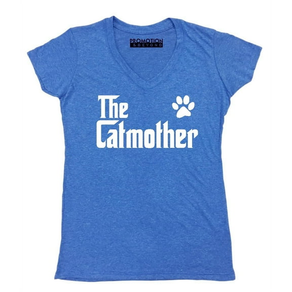 The Catmother Cat Lovers Mother's Day Women's V-neck, L, Heather Royal