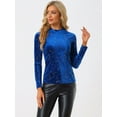 thumbnail image 4 of DARING DIVA Women's Star Print Round Neck Velvet Blouses M Blue, 4 of 5