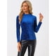 thumbnail image 4 of Disfraz de navidad Blusa de mujer de terciopelo con cuello redondo y manga larga con estrellas brillantes metálicas Azul L, 4 of 5