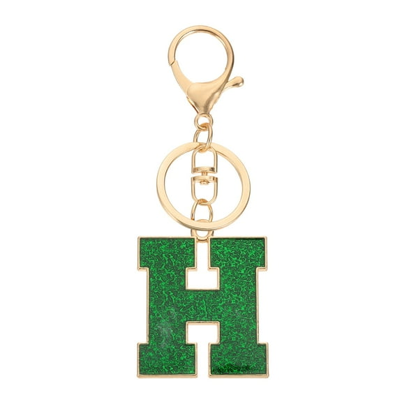 Uxcell Initial Letter Keychain, A-Z Alphabet Keyring Letter H Metal Key Chain for Women Girls Keys Handbags, Green
