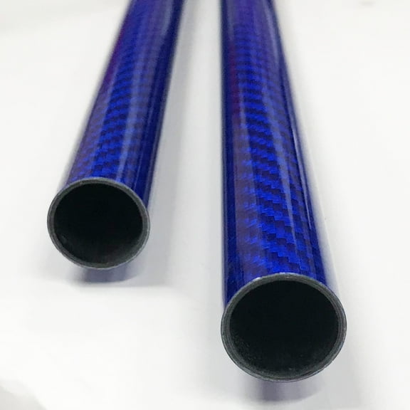 1 Blue Carbon Kevlar Fiber Tube - 25mm x 23mm x 1000mm - 3K Roll Wrapped 100% Carbon Kevlar Fiber Tube Glossy Surface - 1 Tube