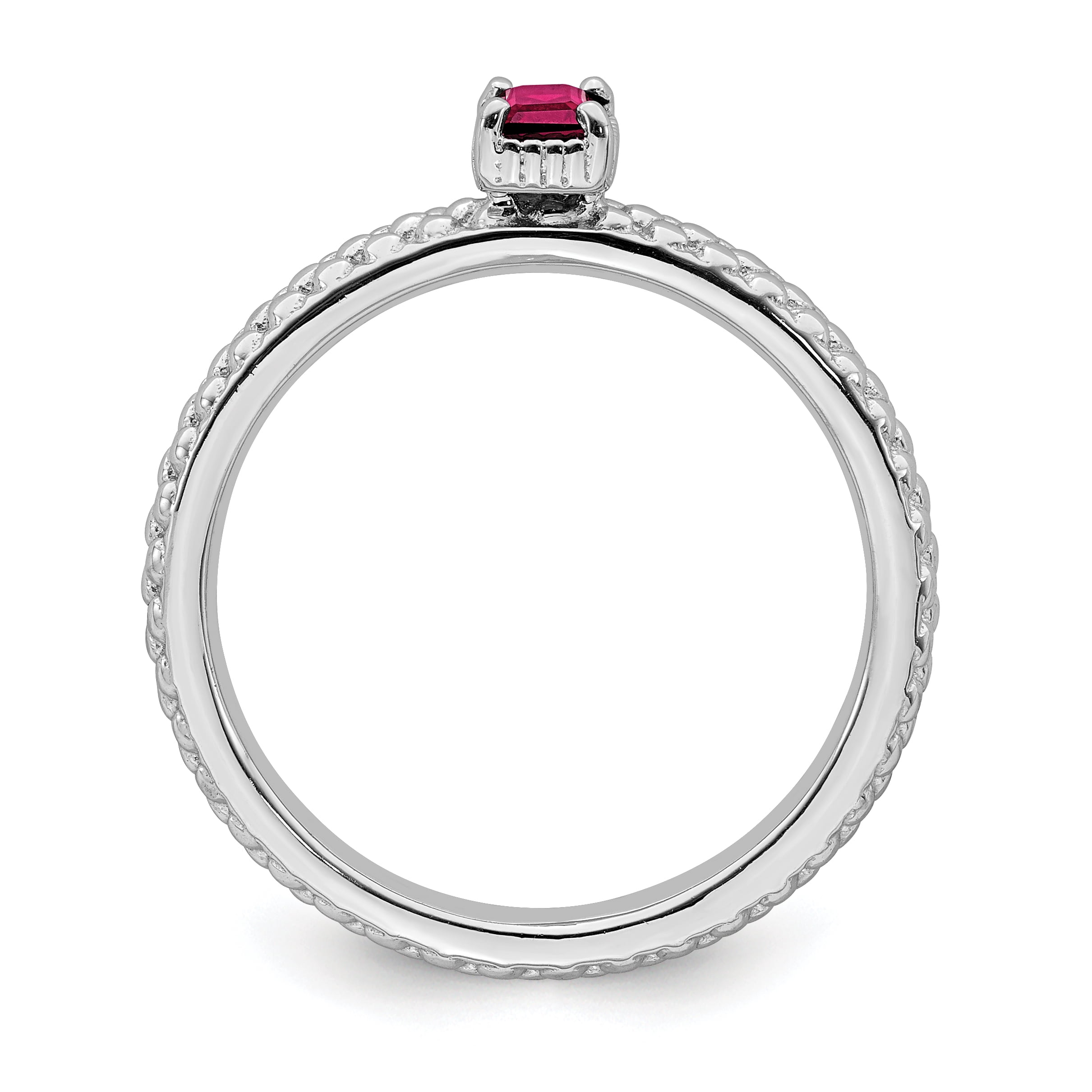 Created Ruby Sterling Silver Single-Stone Ring