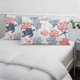 thumbnail image 4 of Blue Red Coastal Throw Pillow Cover, Pillowcase Protectors with Zipper, Breathable Decorative Lumbar Pillow Case Cover, Sea Turtle Nautical Coral Summer Beach Pillow Shams for Couch Sofa 12x20Inch, 4 of 8