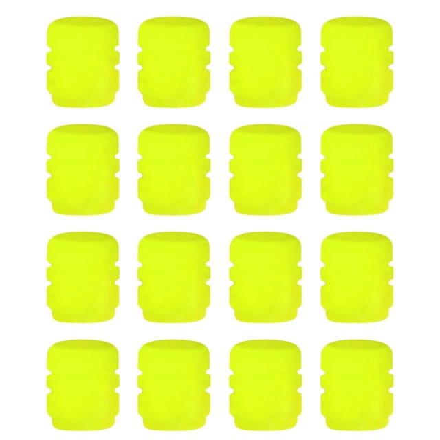 Yellow B Glow In The Dark Tire Valve Caps Fluorescent Luminous Abs For Car Truck Suv Yellow Color 16 Pieces Set