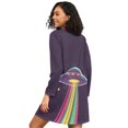 thumbnail image 2 of FORMRS Womens Long Sleeve Nightgowns Crew Neck Sleep Shirt Soft Pajamas Sizes S-3XL, Colorful UFO, 2 of 8