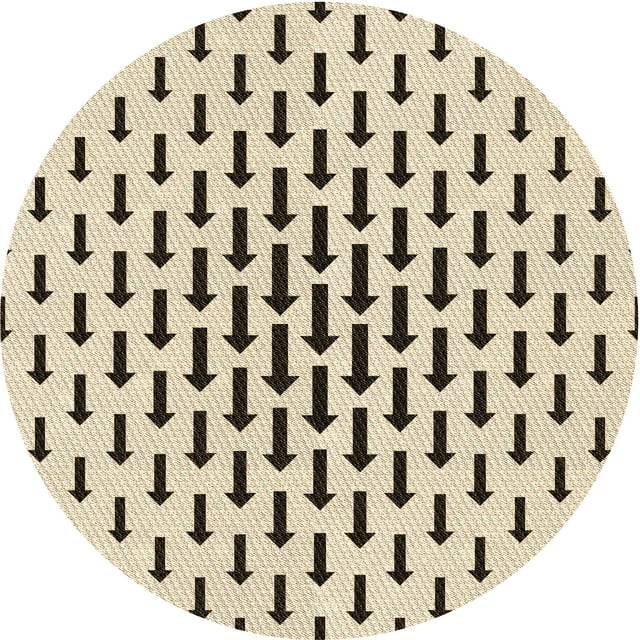 Ahgly Company Tapis Rond Lavable en Machine Intérieur Transitionnel Beige Blé, 5 Pieds Rond