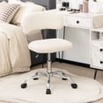 thumbnail image 3 of Gymax Chaise de Bureau d'Ordinateur Réglable en Sherpa Chaise de Bureau Pivotante Chaise de Coiffeuse Blanche, 3 of 10