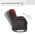 thumbnail image 3 of PARKWELL 2PCS Outdoor Swivel Gliders - Patio Wicker Bistro Furniture Set for Porch Balcony Backyard - Red Cushioned Swivel Rocking Chairs in Brown Wicker, 3 of 5