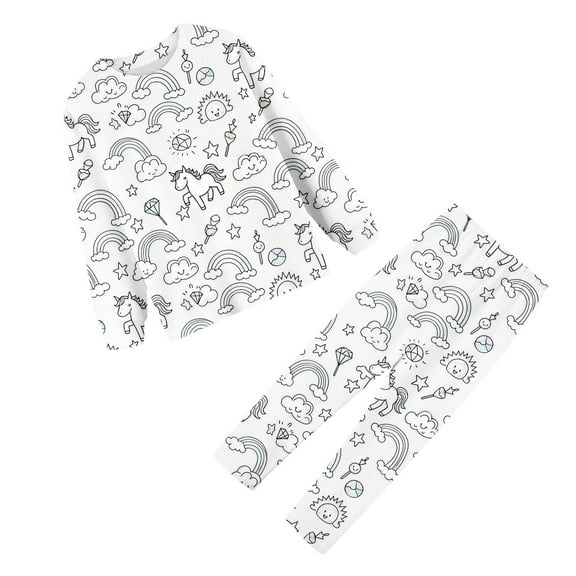 Colorable Pajamas for Boys Girls Kids Diy Hand Painted Homewear Set Long Sleeve 2 Piece Pajamas Set Fashion Pajamas Set 6-7 Years