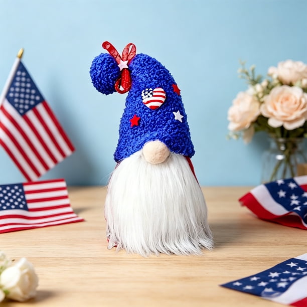 2 Styles 4th Of July Faceless Gnome Ornament Patriotic Red White Blue Gnome Doll Tabletop Decor For Independence Day Home Party Shelf Mantel Decoration