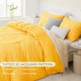 thumbnail image 2 of Whale Flotilla 2-Piece Tufted Twin Size Comforter Set, Soft Fluffy Shabby Chic Comforter for All Seasons, Farmhouse Boho Duvet Bedding Sets with 1 Pillow Sham, 68"x90", Yellow, 2 of 9