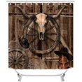 thumbnail image 7 of 4PCS Western Shower Curtain Set, Rodeo Cowboy Boots Hat Horseshoe Barn Texas Star Wild West Country Rustic Farmhouse Bathroom Decor, Waterproof Fabric Shower Curtain, Non-slip Bath Mat, 7 of 7