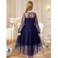 thumbnail image 4 of Oudiya Girls Dresses Contrast Mesh Long Sleeve Twirly High Low Birthday Party Formal Dress, 4 of 5