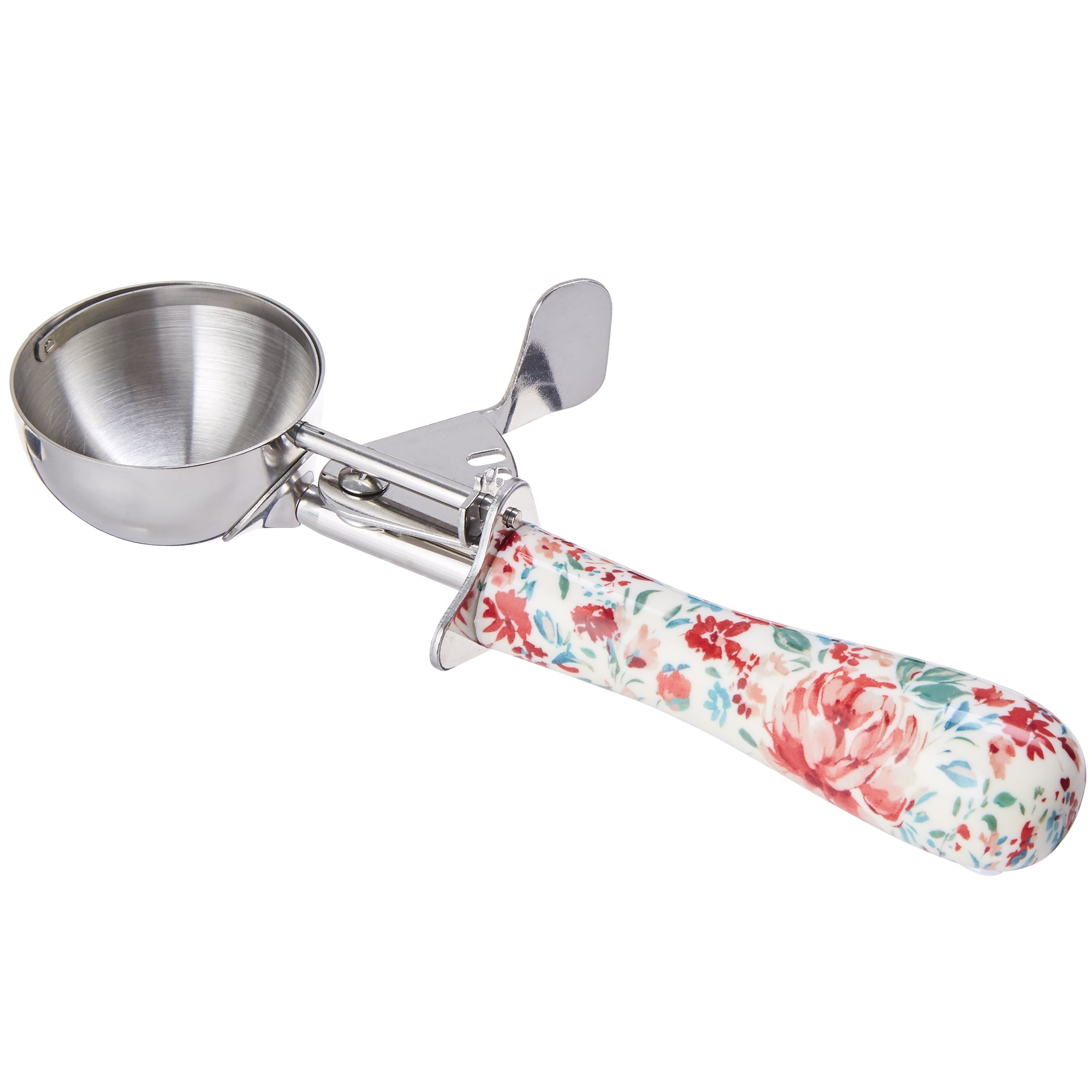 The Pioneer Woman Sweet Romance Stainless Steel Trigger Ice Cream Scoop